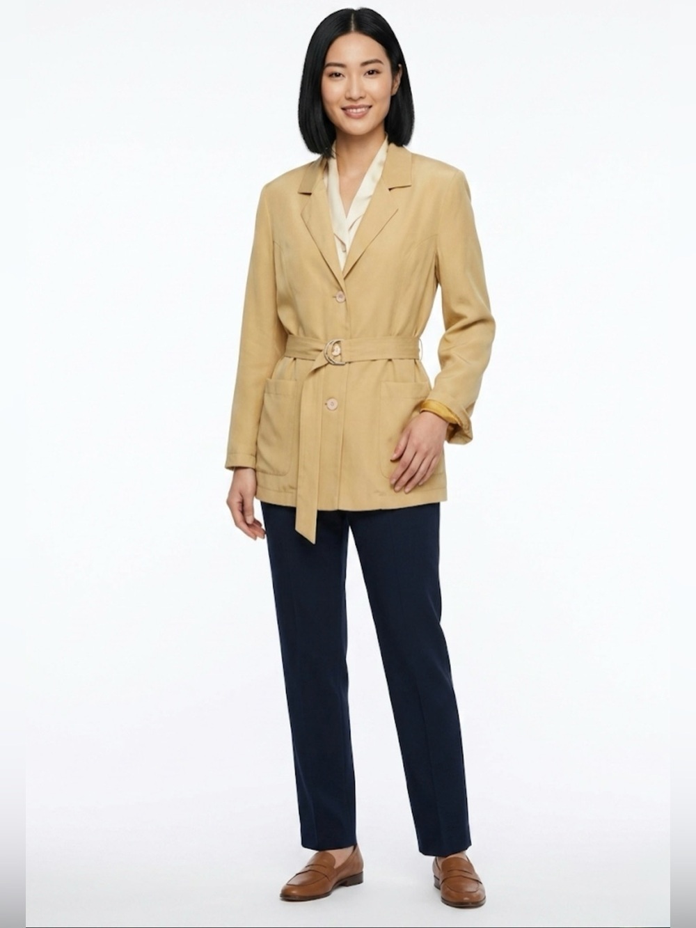 L’Zinger for Nordstrom silk Blazer with Belted Waist size medium